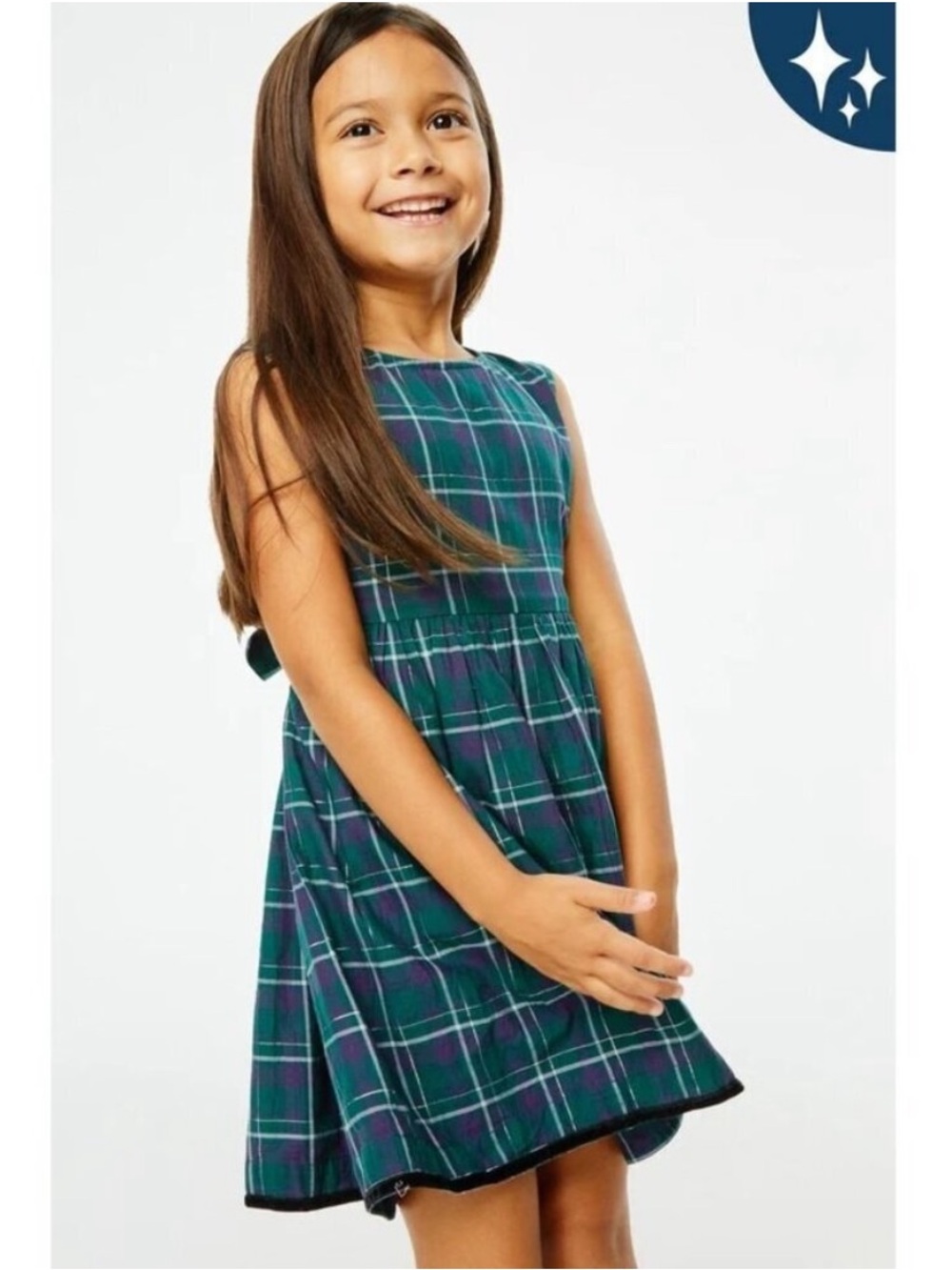 Roller Rabbit Inverness Plaid Chantal Cotton Pullover Dress Blue Green